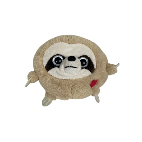 Dan Dee Collectors Choice Sparkle Eyes Brown Sloth Red Heart 6" Cute Chibi - Picture 1 of 8